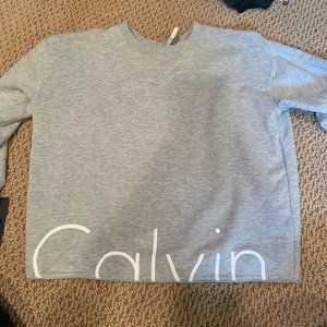Calvin Klein Cropped Crewneck- Heather Grey